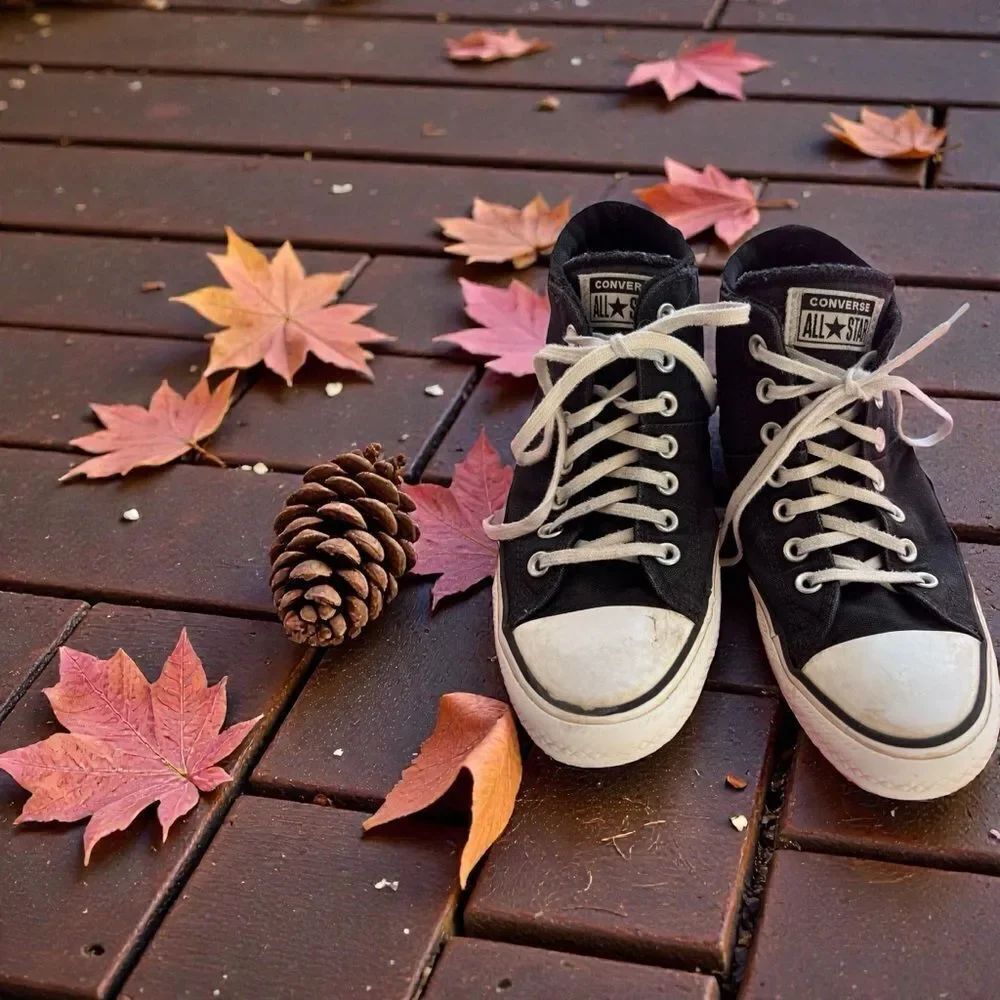 Converse Black Canvas High-Tops with White Accents W10